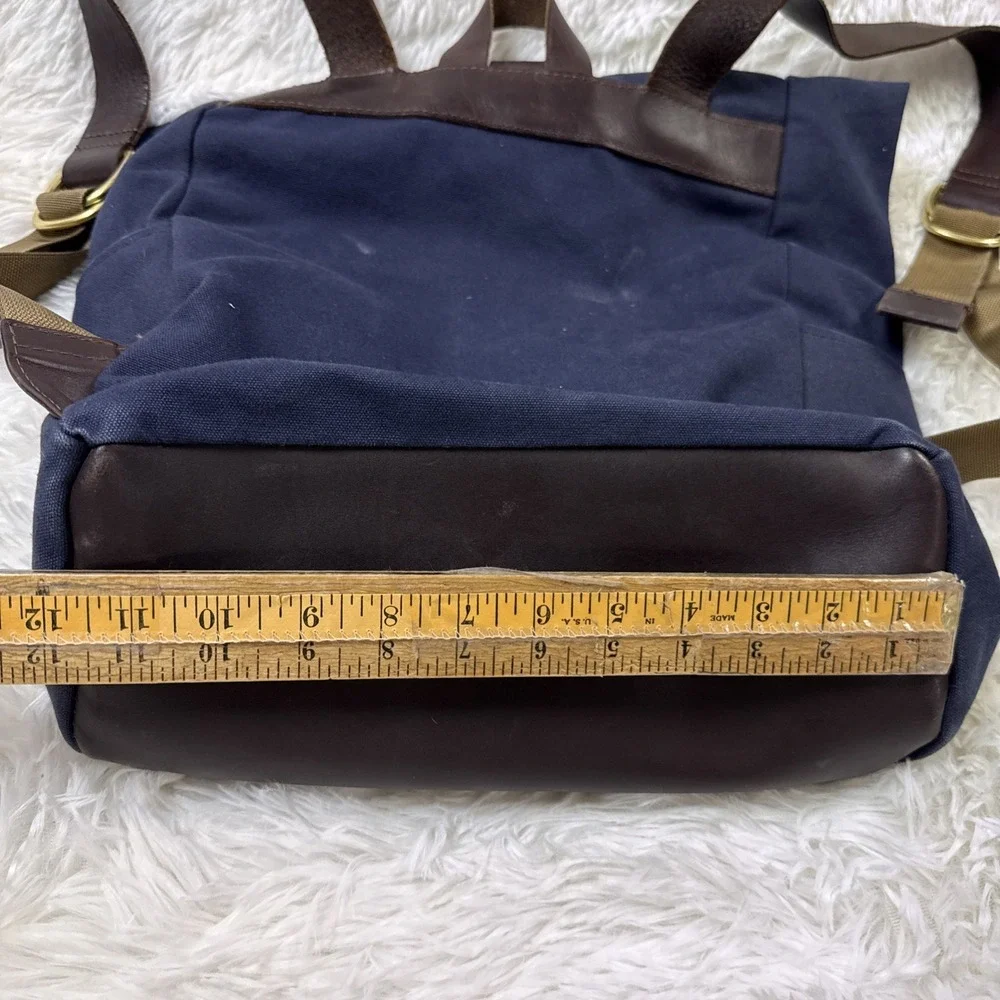 Esperos Soho Rolltop Backpack Navy Canvas Leather Straps USA Made‎ Laptop Bag